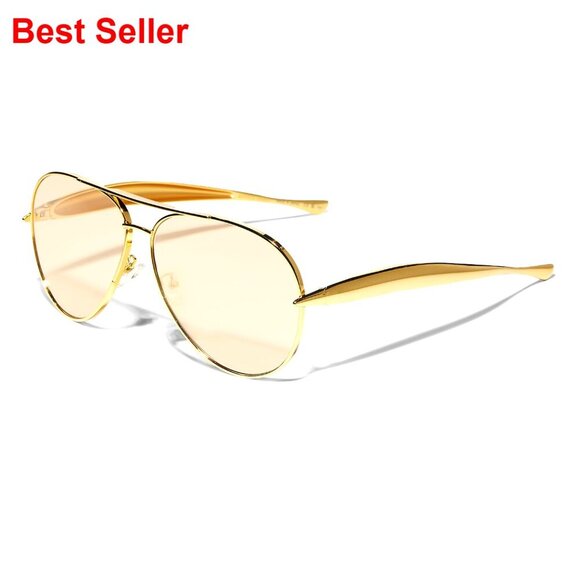 Metal Oversized Aviator Sunglasses with UV Protection main image 6